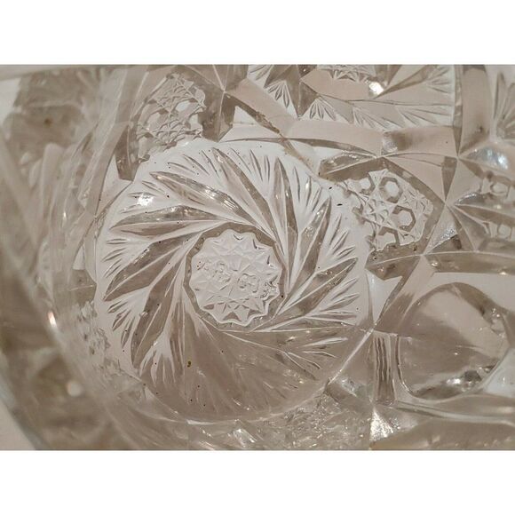 Vintage Art Deco Clear Cut Glass Crystal Creamer Open Sugar Bowl Handles Star - Picture 5 of 8